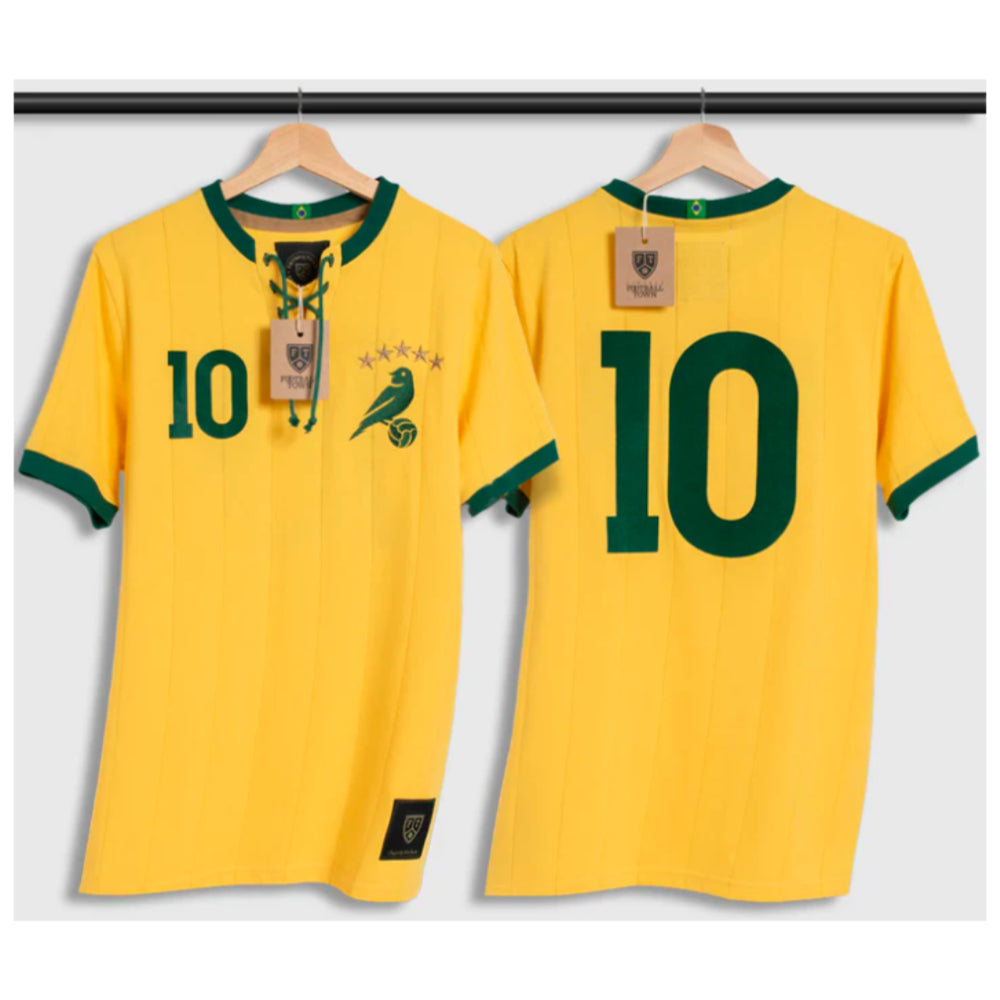 Brazil Retro Home Shirt With Laces Canarinha_0