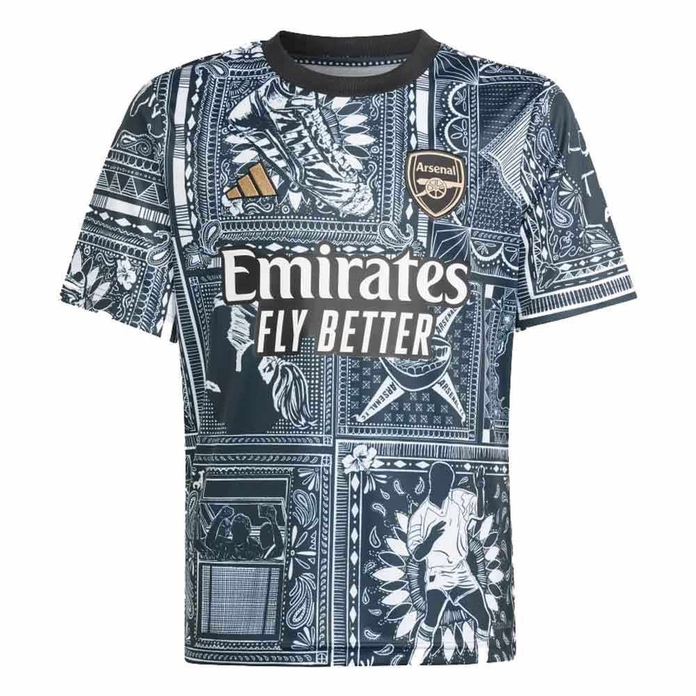 2023-2024 Arsenal Ian Wright Pre-Match Shirt (Black) - Kids_0