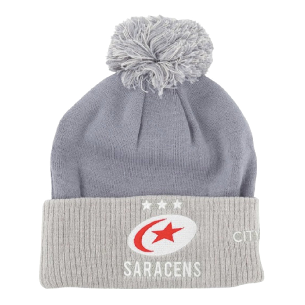 2023-2024 Saracens Rugby Bobble Beanie Hat (Grey)_0