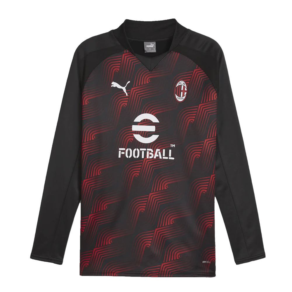 2023-2024 AC Milan Prematch LS Sweat Top (Black)_0