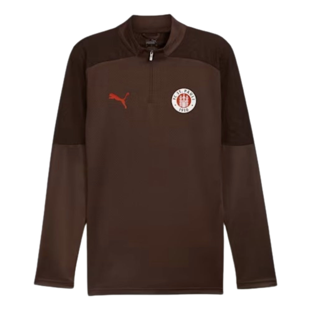 2024-2025 St Pauli Training 1/4 Zip Top (Dark Chocolate)_0