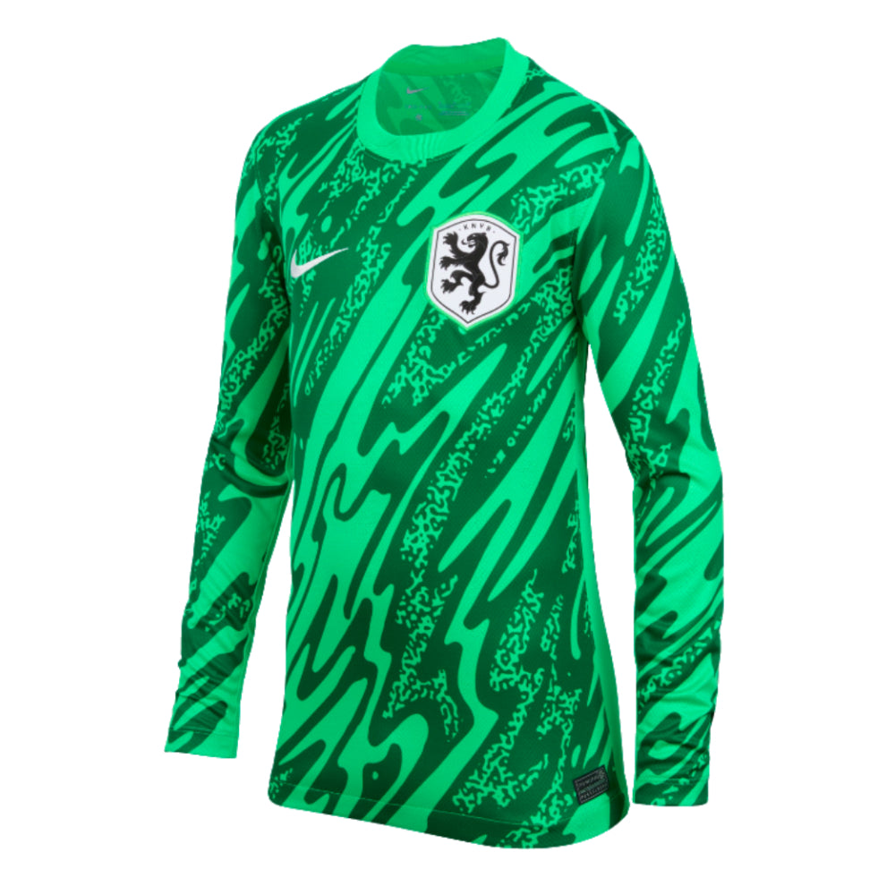 2024-2025 Netherlands Home Goalkeeper Shirt (Green) - Kids_0