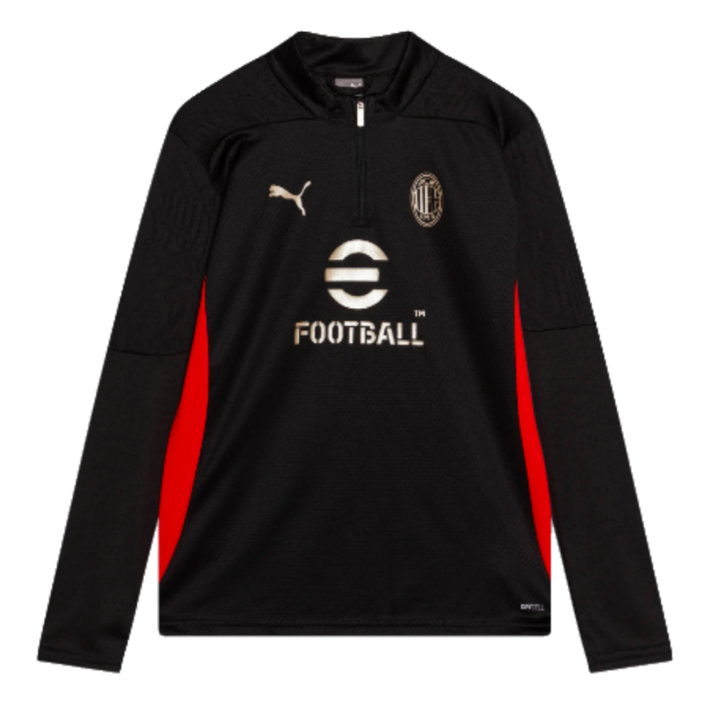 2024-2025 AC Milan Training 1/4 Zip Top (Black) - Kids_0