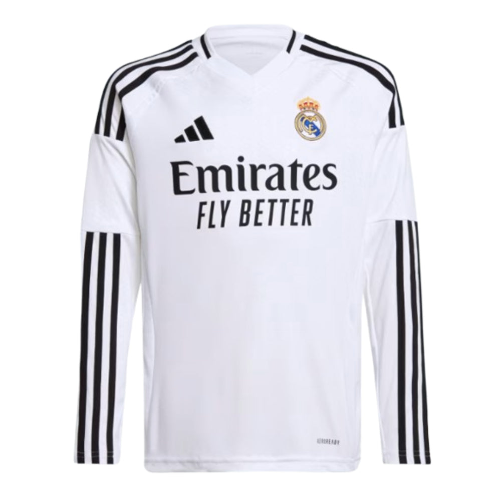 2024-2025 Real Madrid Long Sleeve Home Shirt (Kids)_0