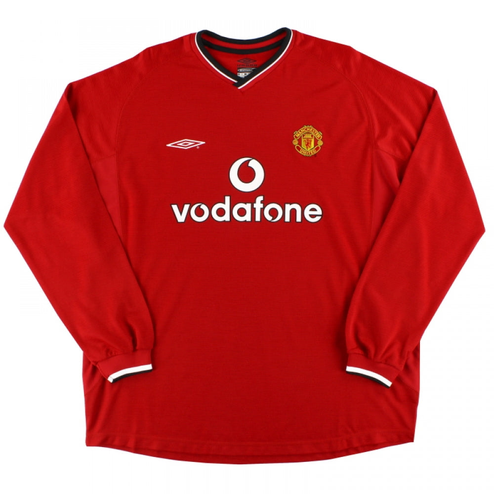 Manchester United 2000-02 Long Sleeved Home Shirt (XXL) (Excellent)_0