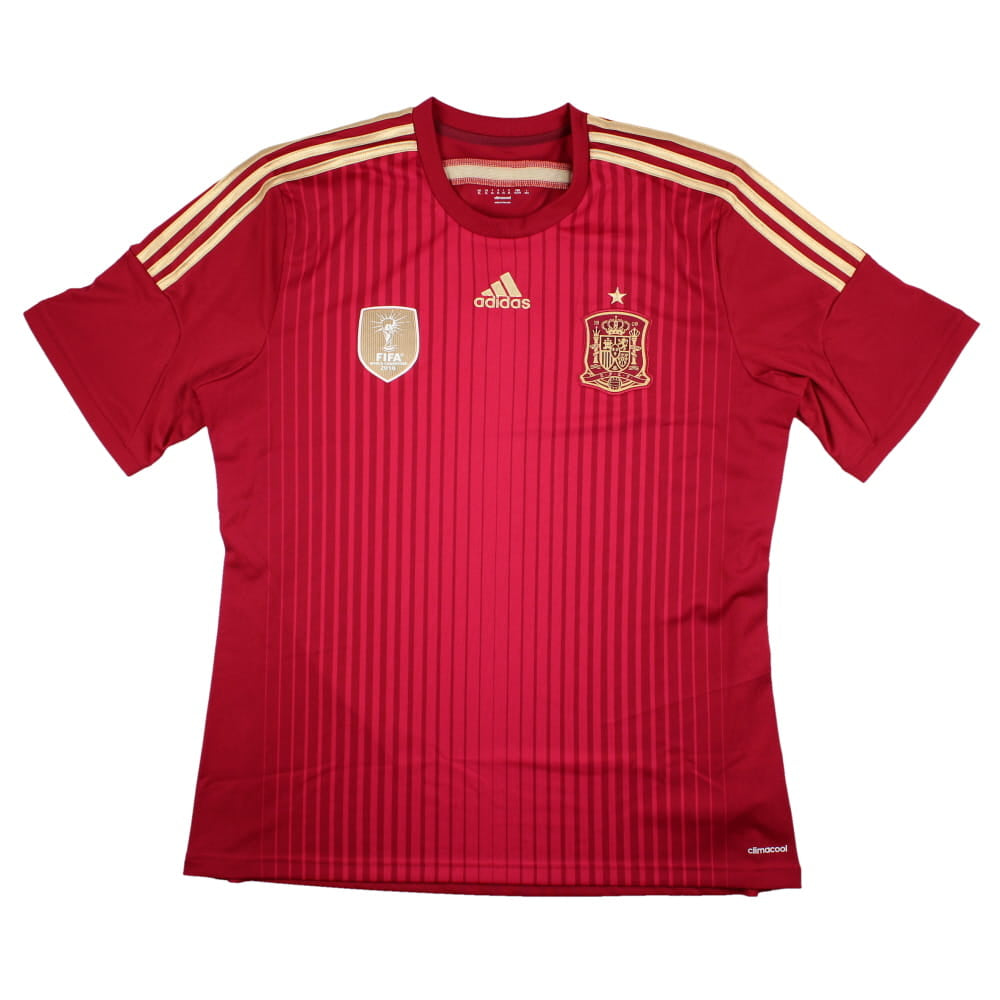 Spain 2014-2015 Home Shirt (World Cup Badge) (L) (Mint)_0
