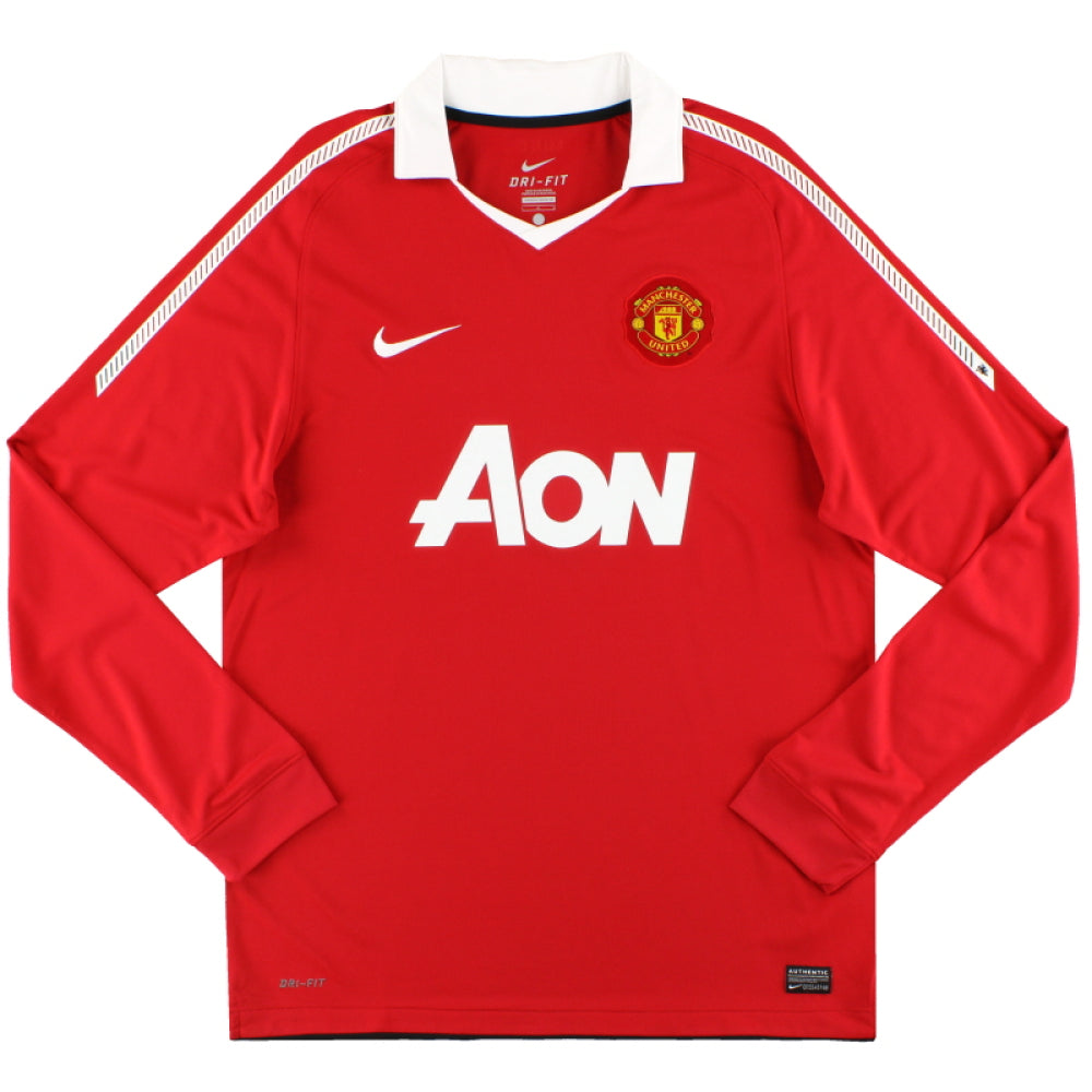 Manchester United 2010-11 Home Long Sleeve Shirt (M) (Excellent)_0