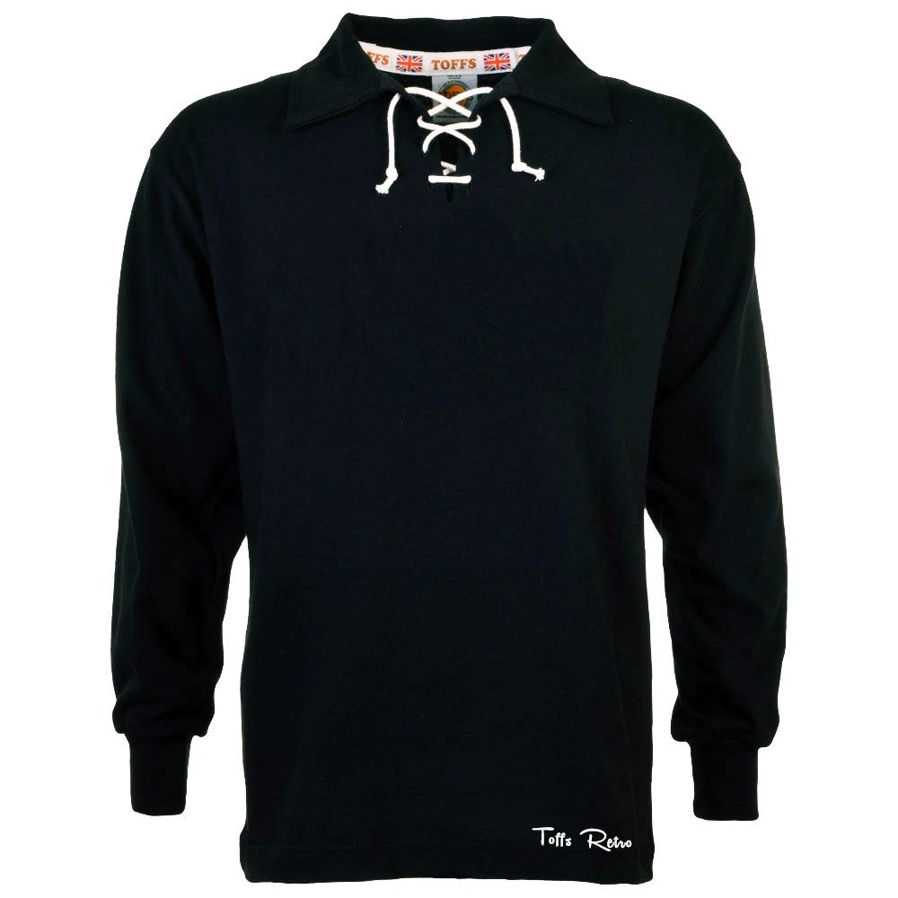 TOFFS Classic Retro Black Long Sleeve Lace-Up Neck Shirt_0