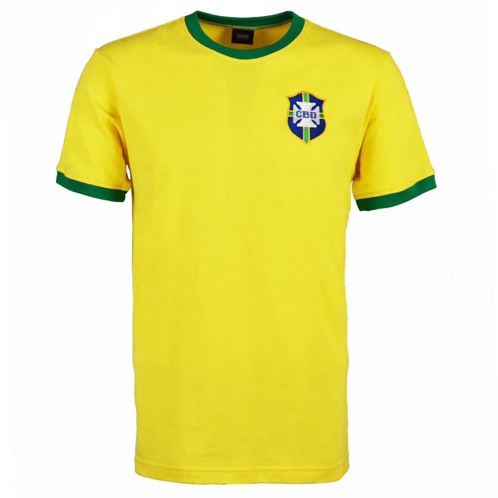 Brazil 1970's World Cup Retro T-Shirt - Yellow/Green_0