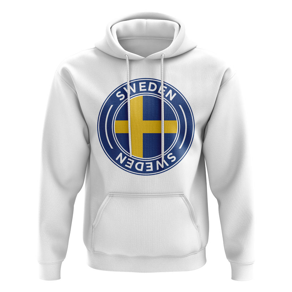 Sweden Football Badge Hoodie (White)_0