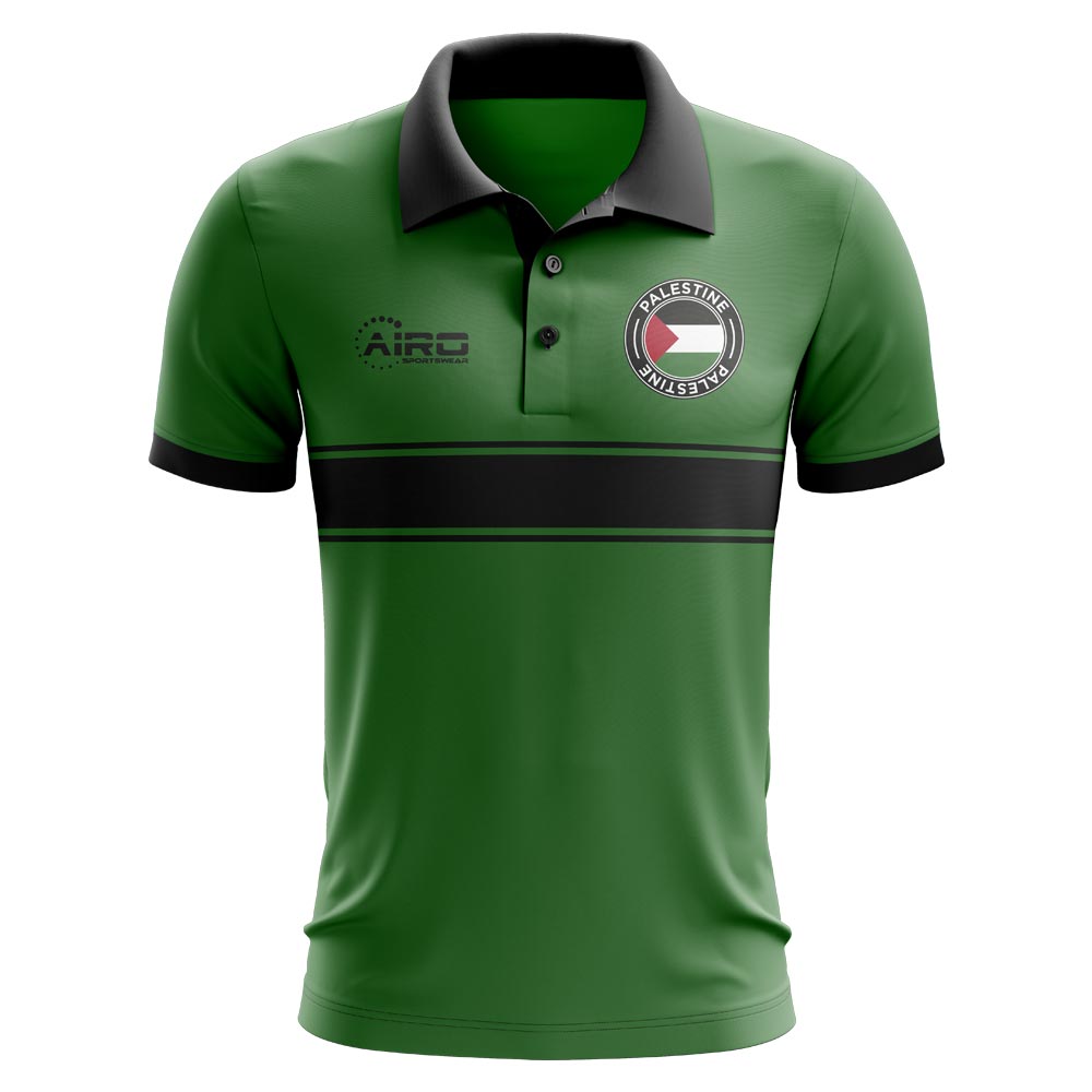 Palestine Concept Stripe Polo Shirt (Green)_0