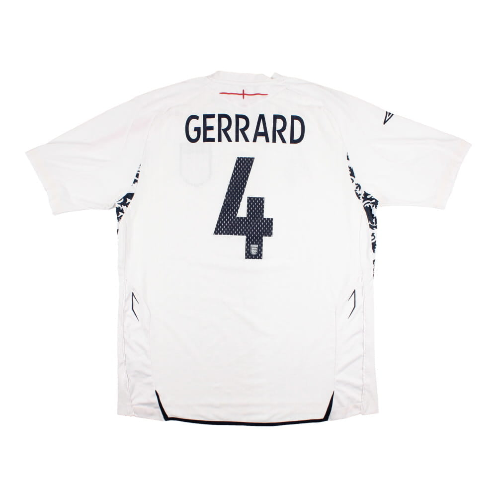 England 2007-09 Home Shirt (Gerrard #4) (M) (Excellent)_0