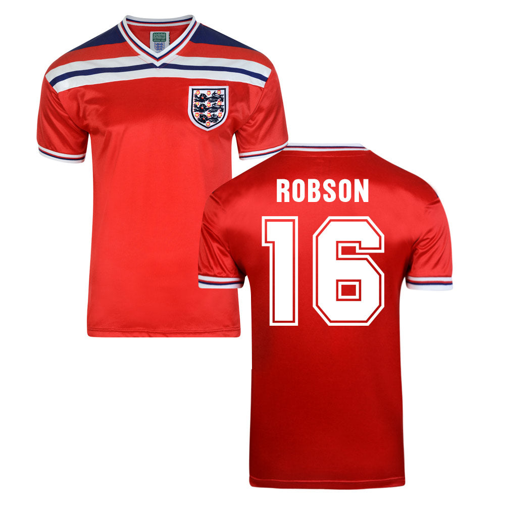 Score Draw England World Cup 1982 Away Shirt (Robson 16)_0