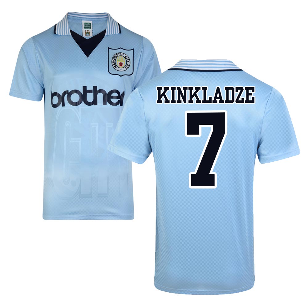 Score Draw Man City 1996 Home Shirt (Kinkladze 7)_0