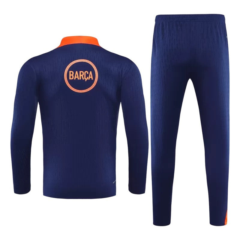 Barcelona 2025/26 1/4 Zip Tracksuit - Black & Orange