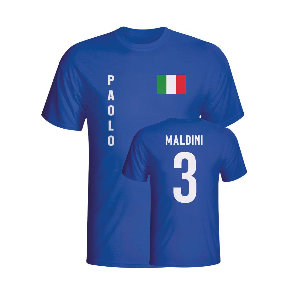 Paolo Maldini Italy Flag T-shirt (blue) - Kids_0