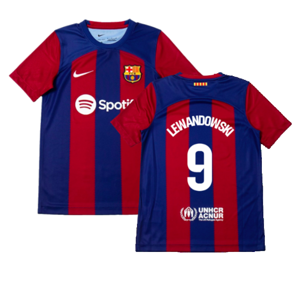 2023-2024 Barcelona Home Shirt (Kids) (Lewandowski 9)_0