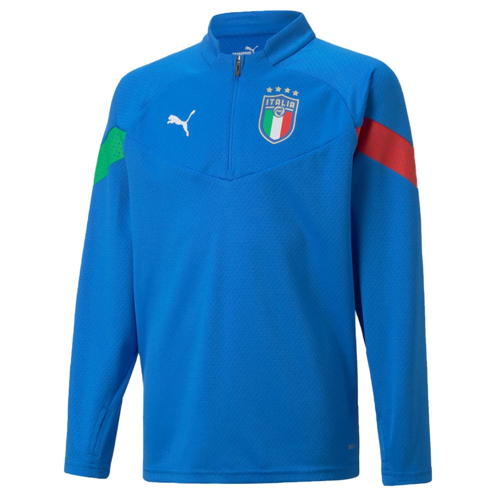 2022-2023 Italy Player Training Half Zip Top (Blue) - Kids_0