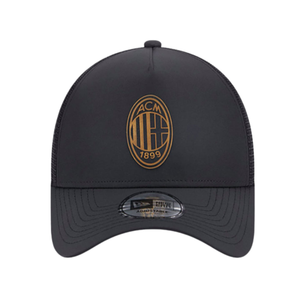 2023-2024 AC Milan Black + Gold A Frame Trucker Cap_0