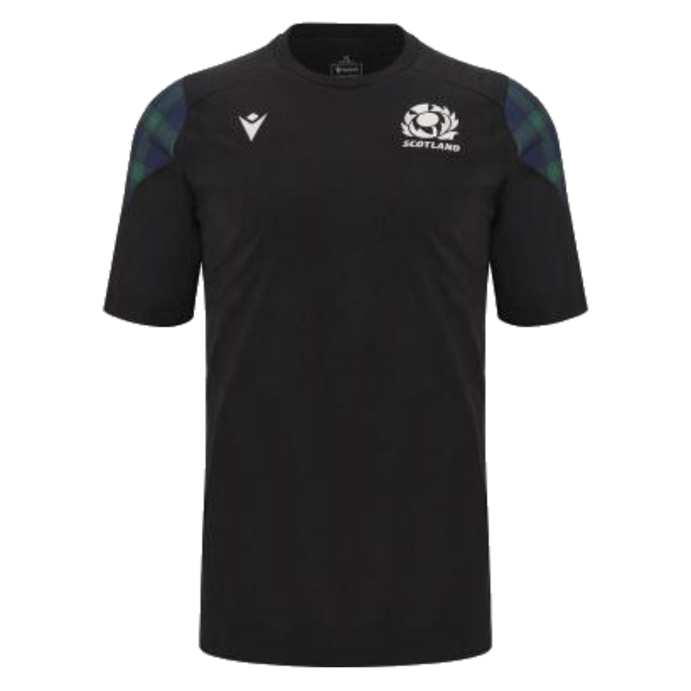 2023-2024 Scotland Rugby Travel Polycotton T-Shirt (Black)_0