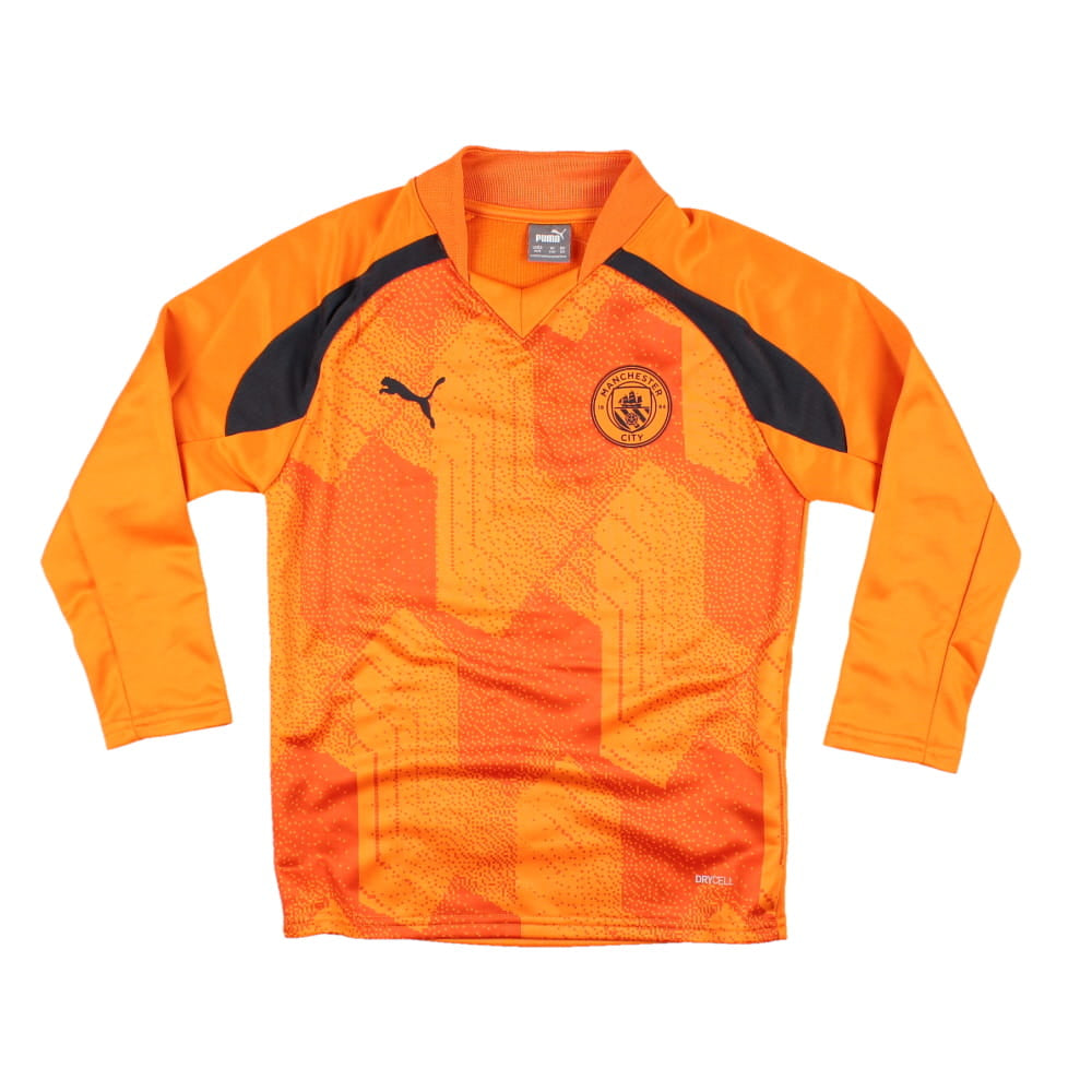 2023-2024 Man City Pre-Match LS Sweat Top (Orange) - Kids_0