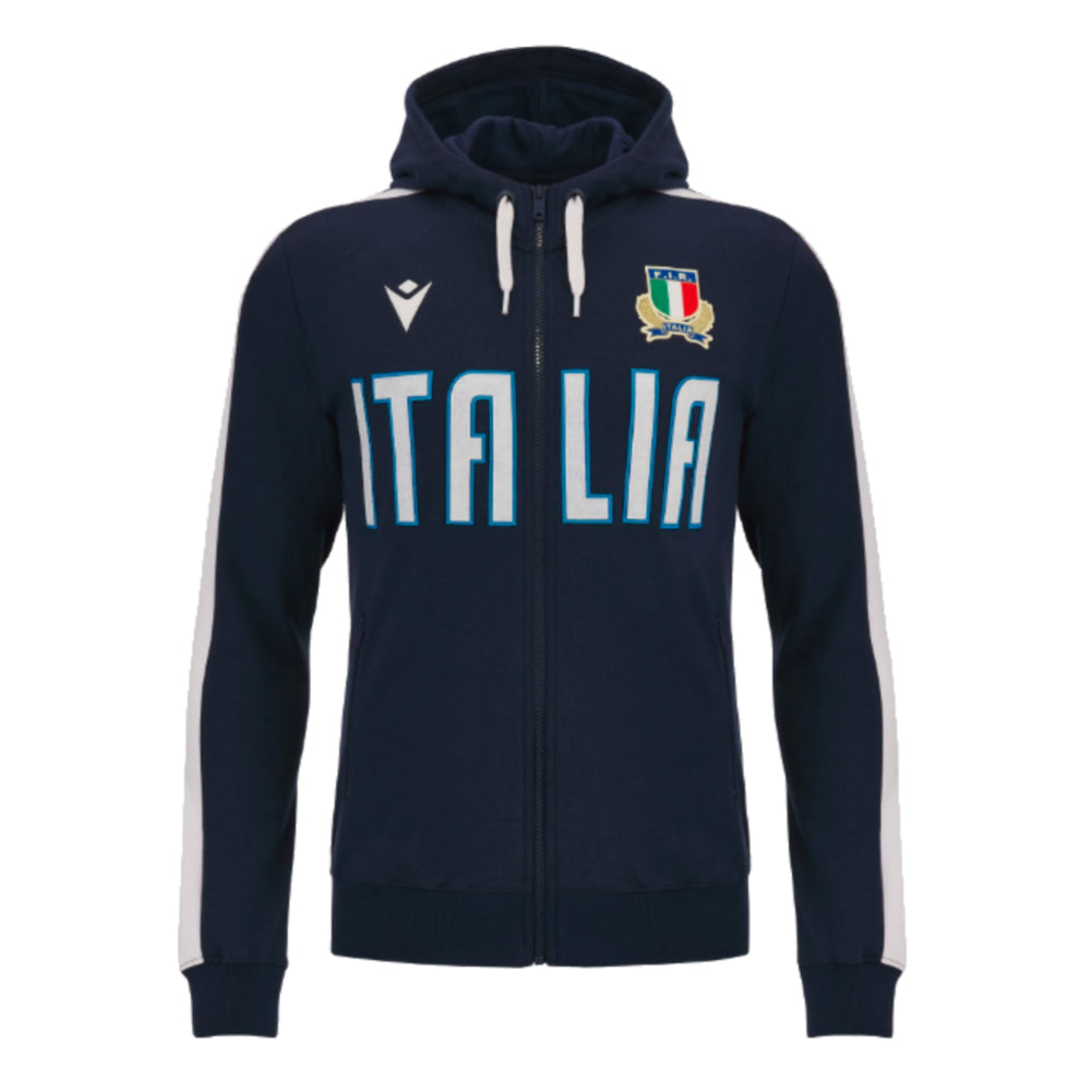 2023-2024 Italy Rugby Full Zip Travel Hoodie (Navy)_0