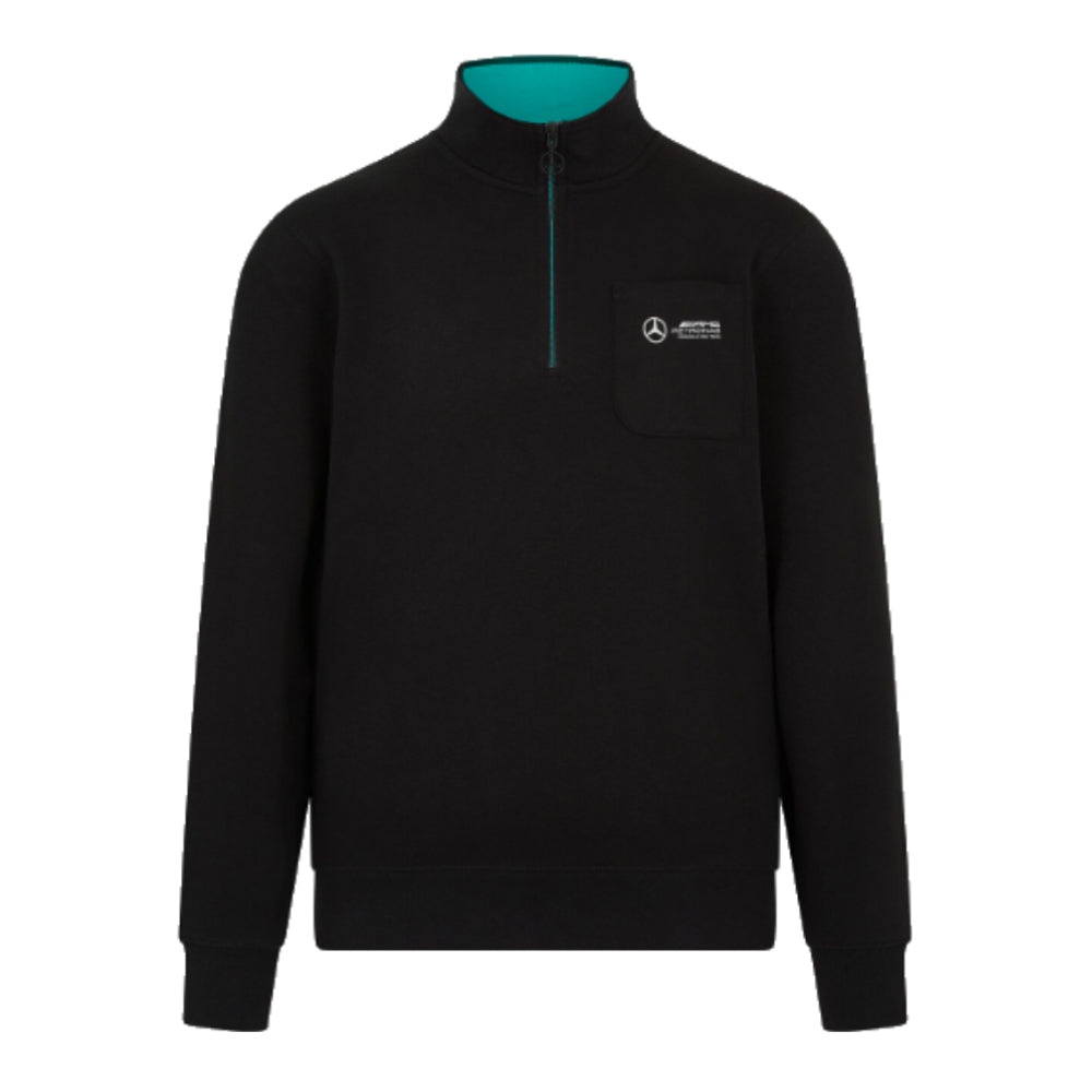 2024 Mercedes Team 1/4 Zip Sweatshirt (Black)_0
