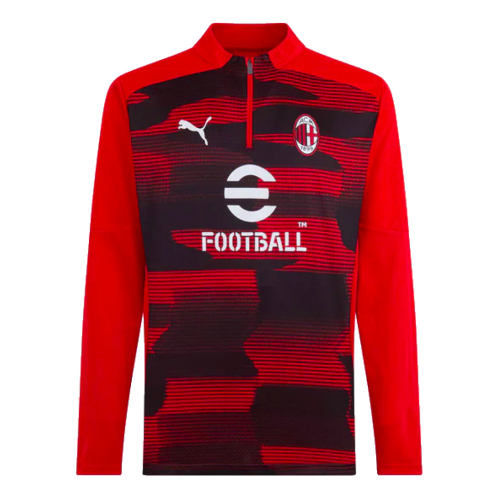 2024-2025 AC Milan Prematch 1/4 Zip Top (Red)_0