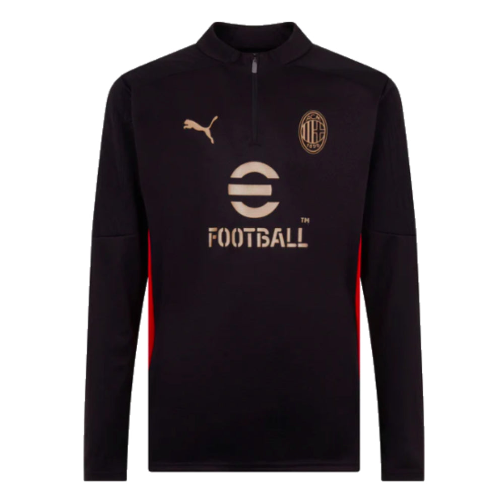 2024-2025 AC Milan Training 1/4 Zip Top (Black)_0