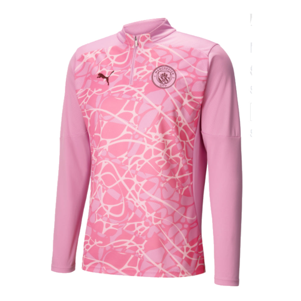 2024-2025 Man City Prematch 1/4 Zip Top (Pink)_0