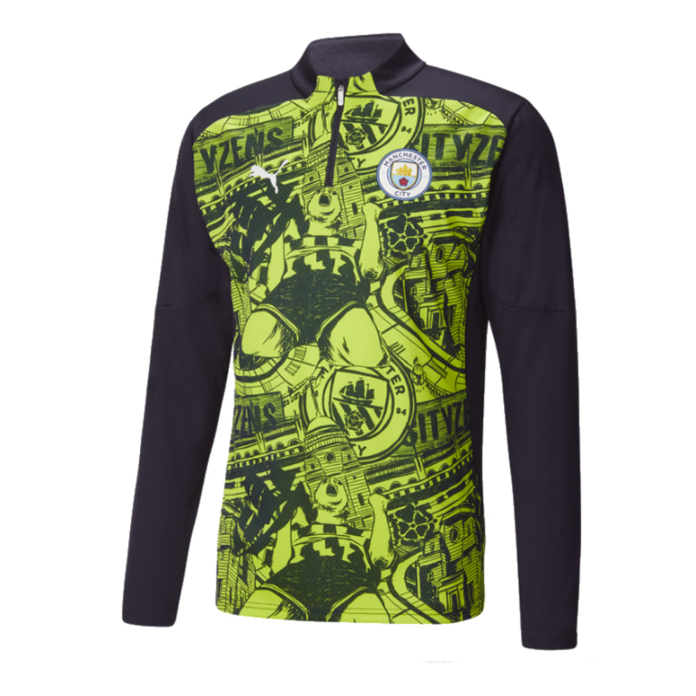 2024-2025 Man City Prematch 1/4 Zip Top (Yellow Glow)_0