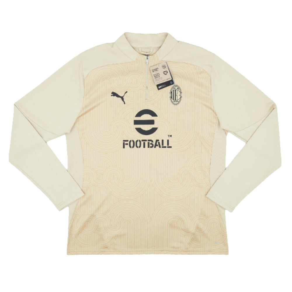 2024-2025 AC Milan Prematch 1/4 Zip Top (Putty)_0