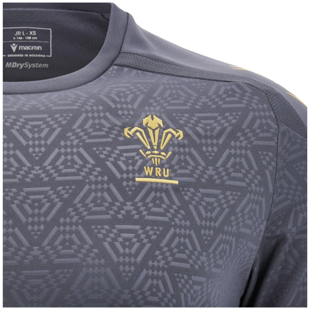 2024-2025 Wales WRU Rugby Training Poly Shirt (Anthracite) - Kids_1