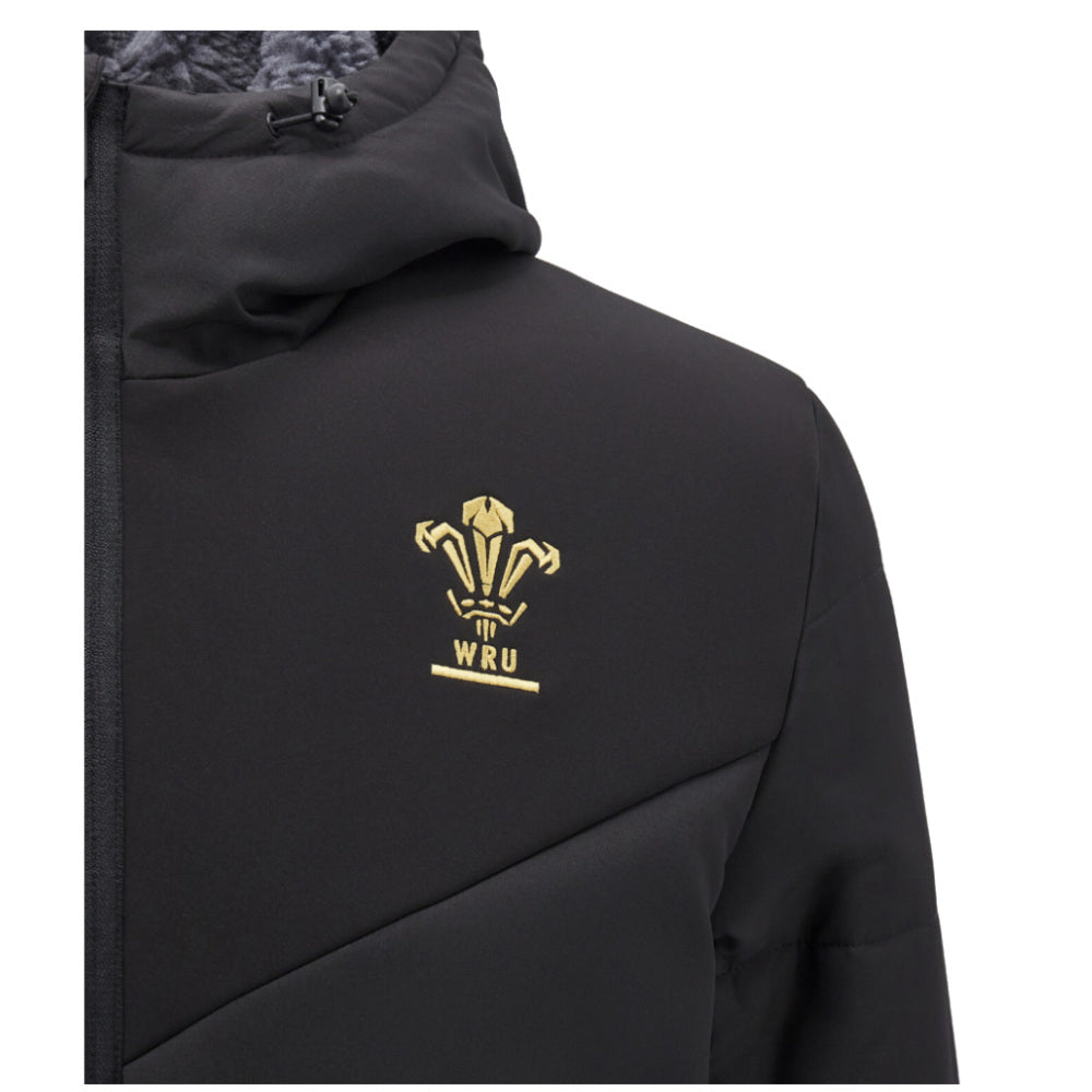 2024-2025 Wales Rugby 3/4 Length Padded Parka Jacket (Black)_2