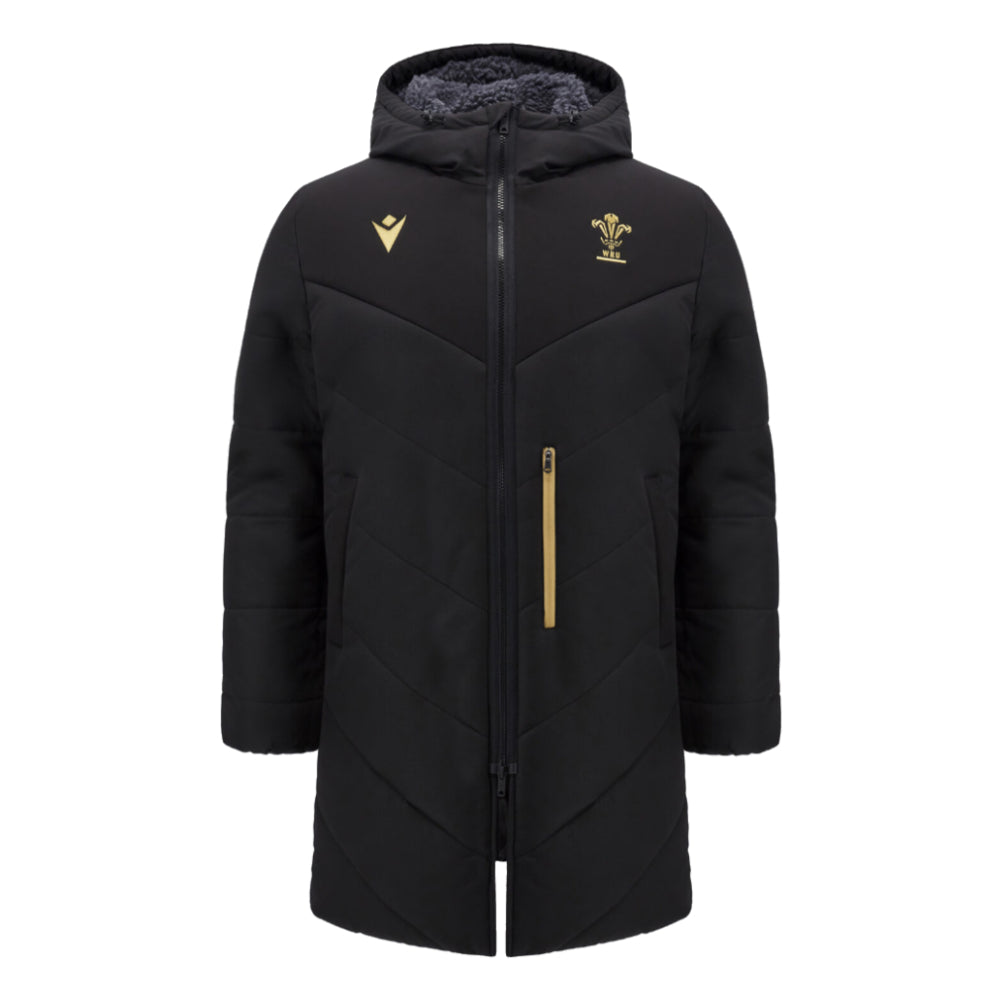 2024-2025 Wales Rugby 3/4 Length Padded Parka Jacket (Black)_0