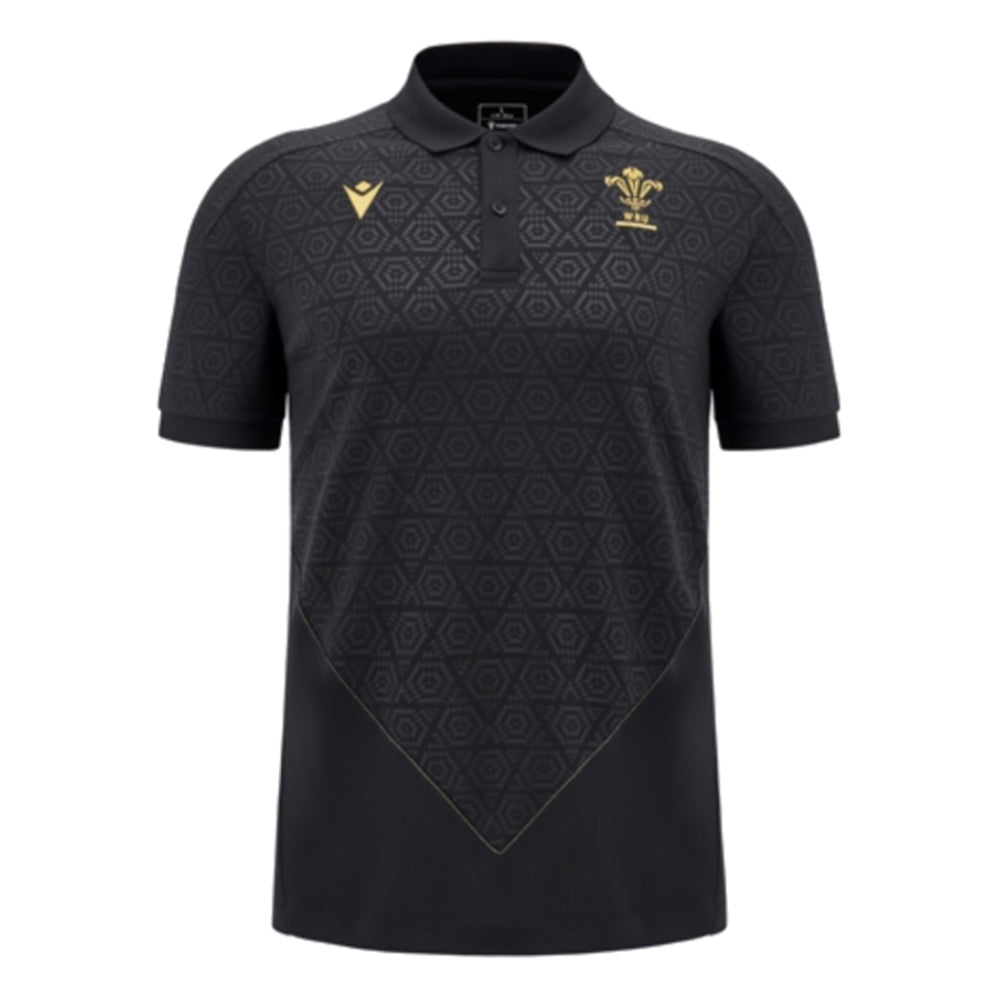 2024-2025 Wales Rugby WRU Travel Poly Polo Shirt (Black)_0