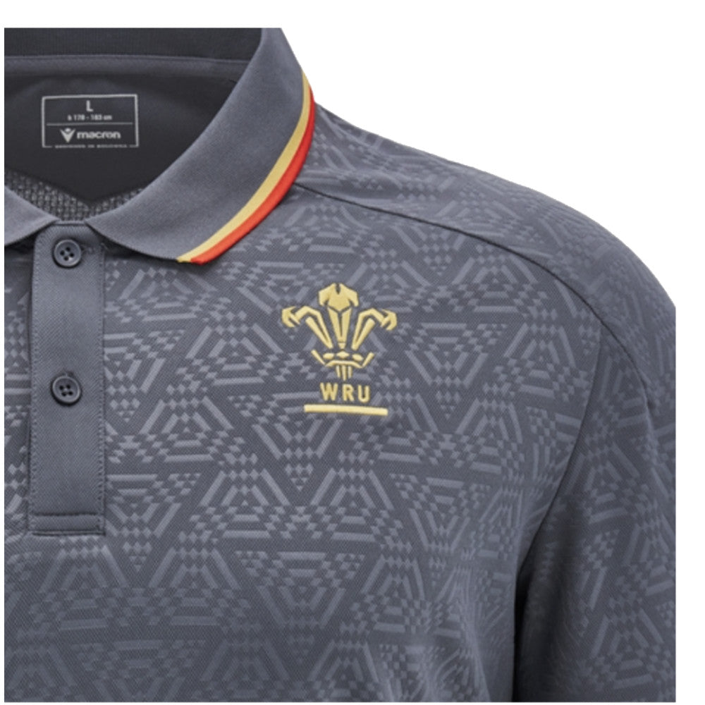 2024-2025 Wales WRU Rugby Travel Polo Shirt (Anthracite)_2