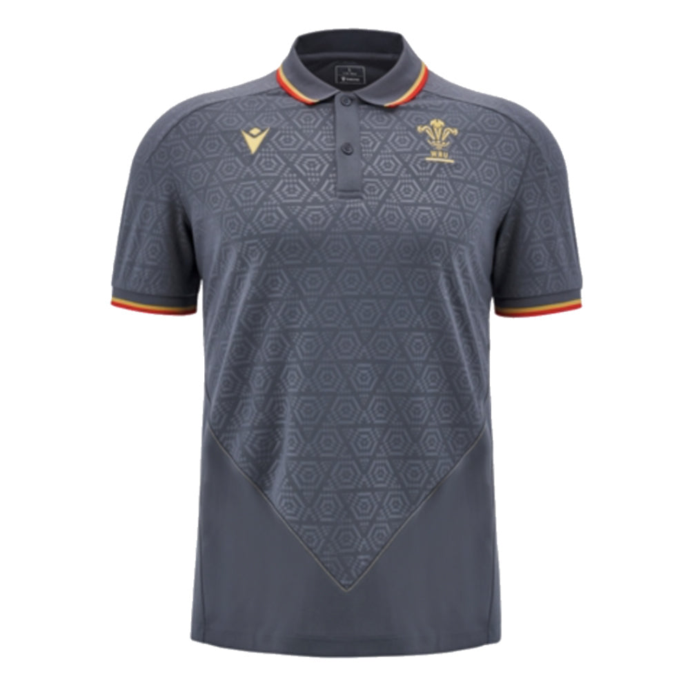 2024-2025 Wales WRU Rugby Travel Polo Shirt (Anthracite)_0