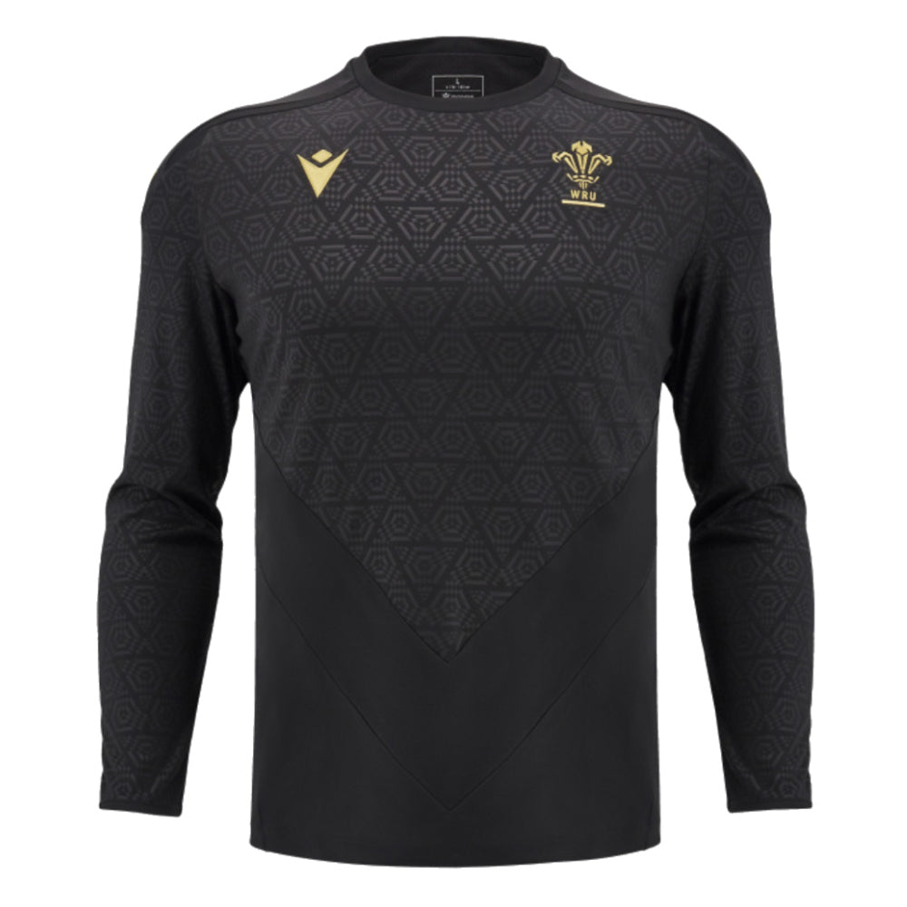 2024-2025 Wales Rugby LS Poly Training Shirt (Black)_0