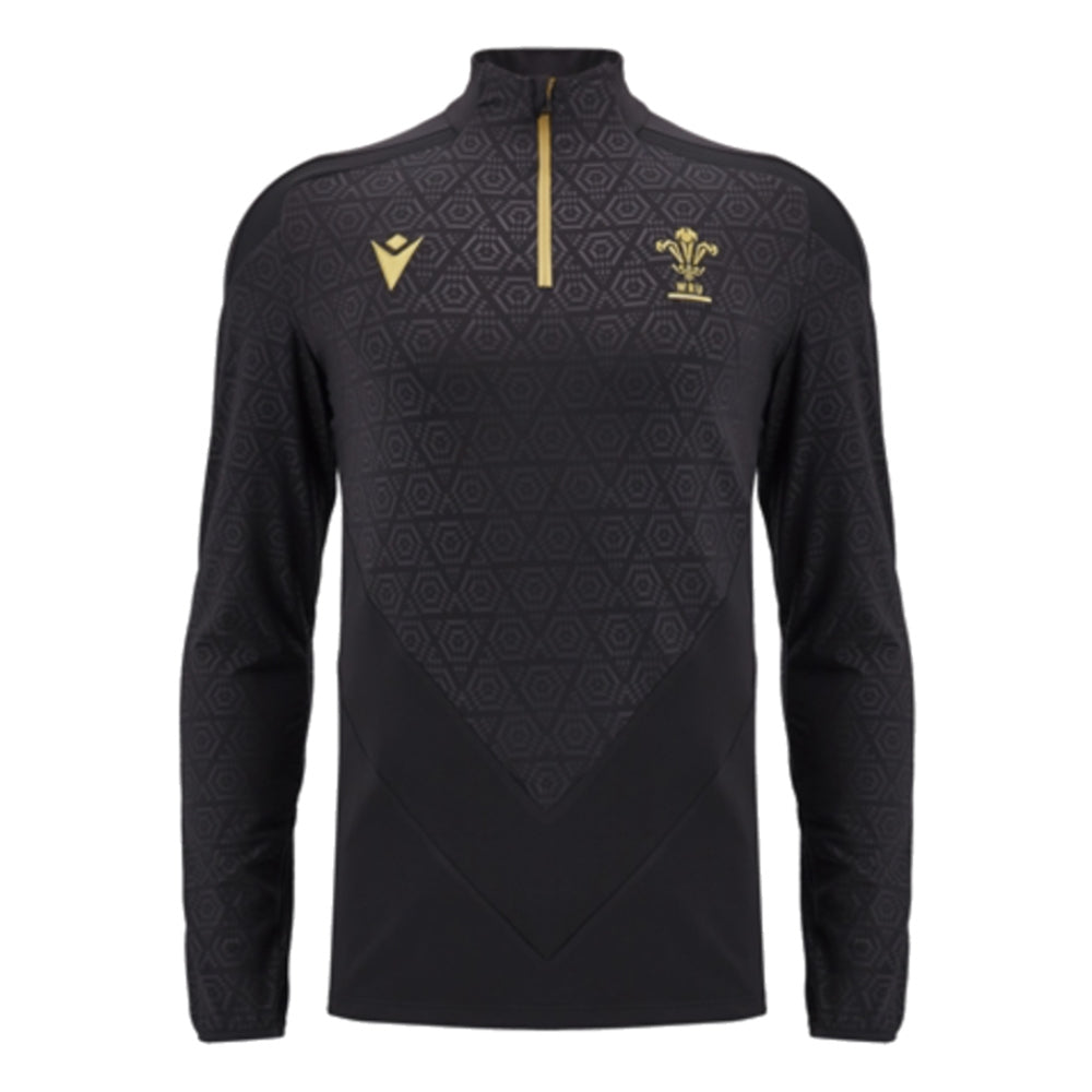 2024-2025 Wales Rugby Training 1/4 Zip Top (Black)_0