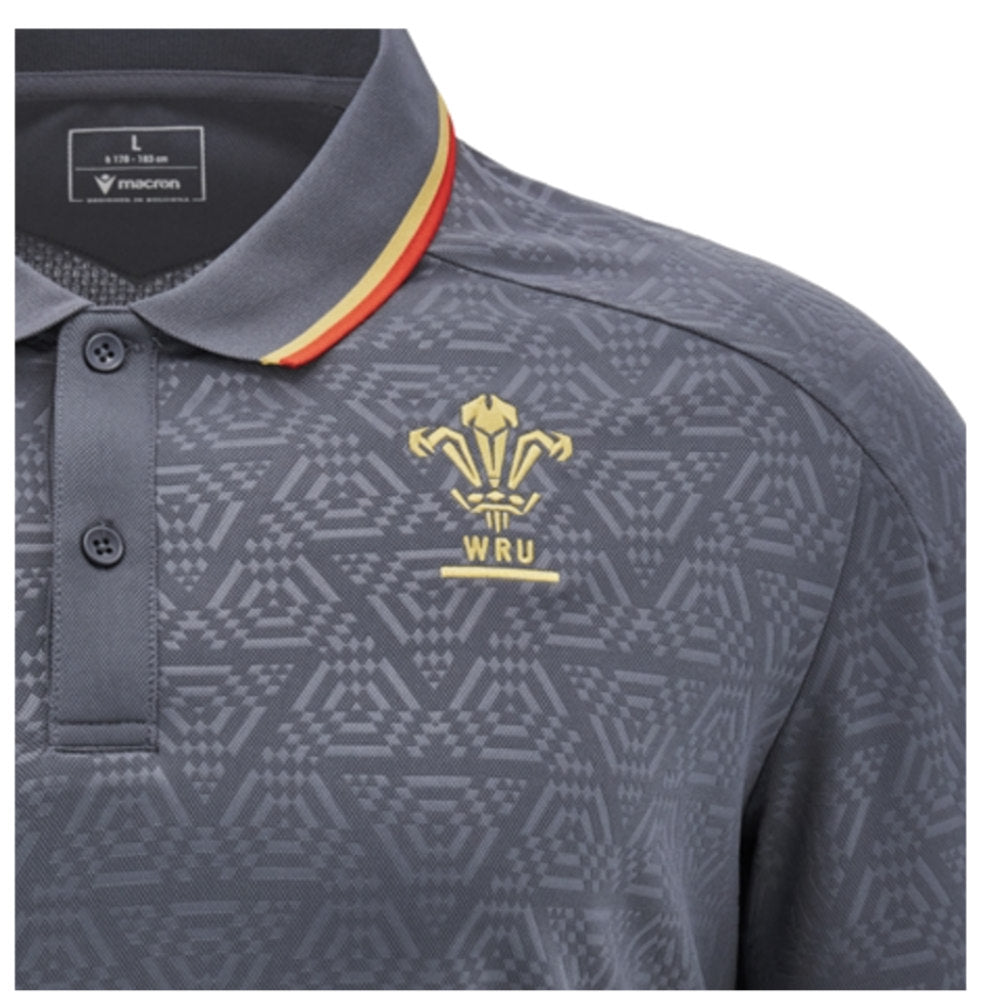 2024-2025 Wales WRU Rugby Travel Polo Shirt (Anthracite) - Kids_2