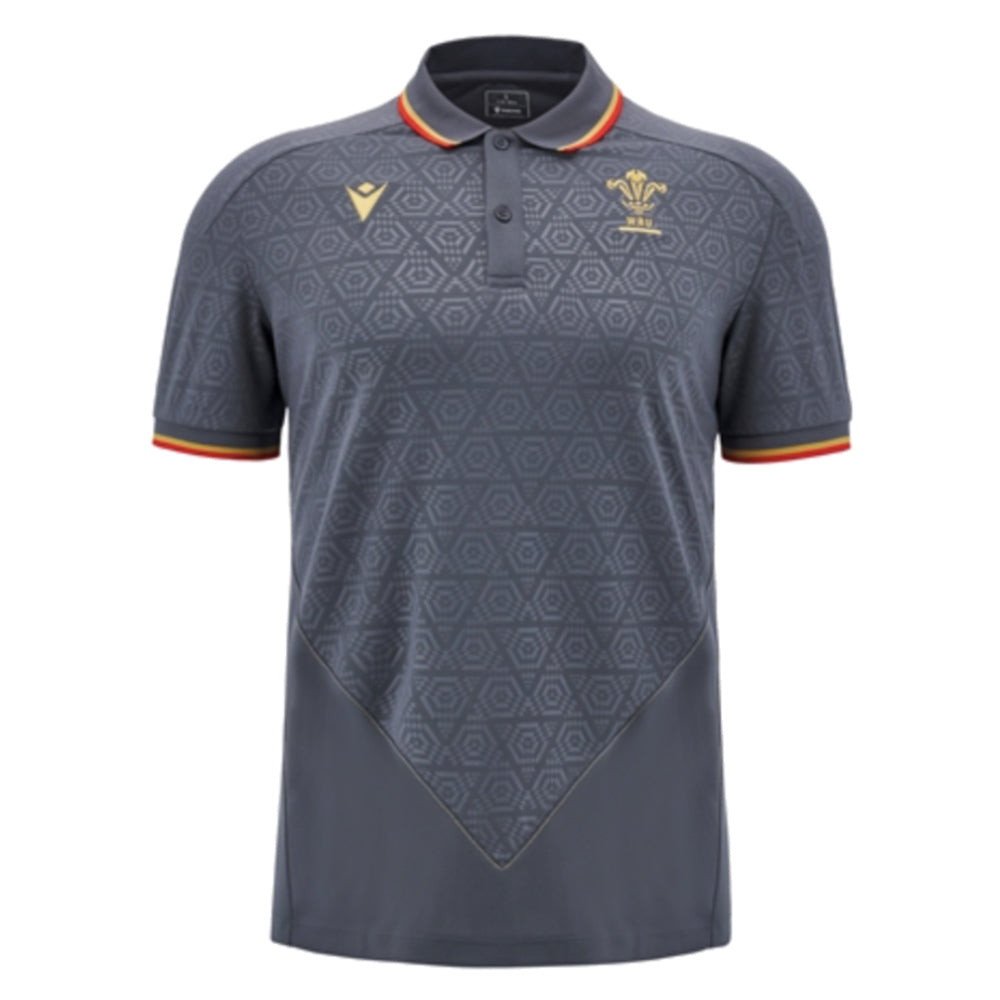 2024-2025 Wales WRU Rugby Travel Polo Shirt (Anthracite) - Kids_0