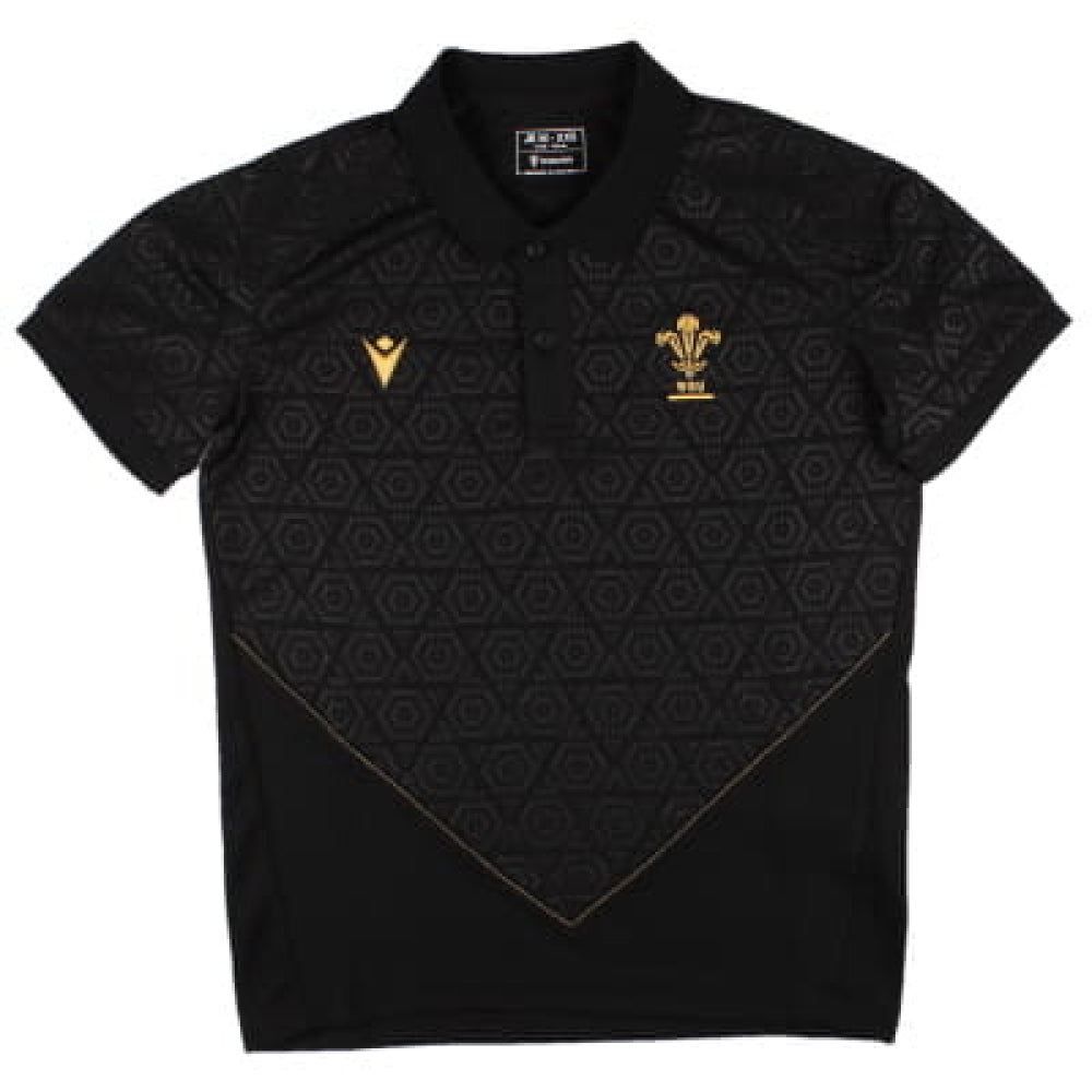 2024-2025 Wales Rugby Travel Poly Polo Shirt (Black) - Kids_0