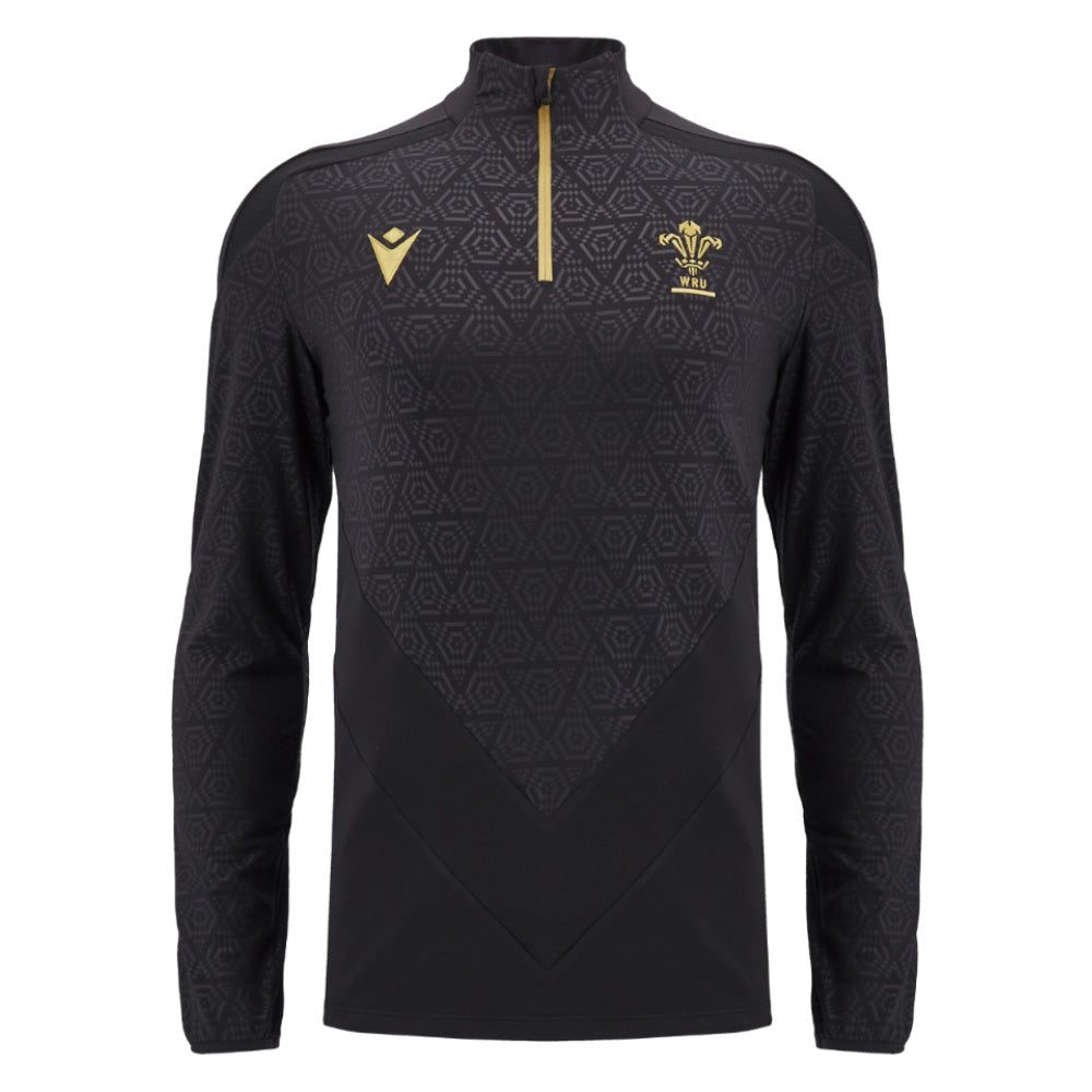 2024-2025 Wales WRU Rugby 1/4 Zip Training Top (Black) - Kids_0