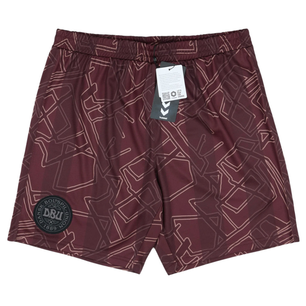 2024-2025 Denmark Special Edition Hummel x Halo Shorts (Dark Red) (Kids)_0