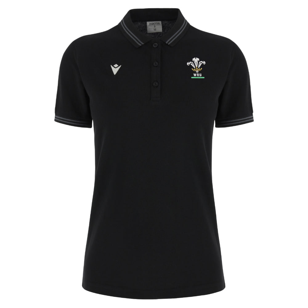 2024-2025 Wales Rugby Travel Polo Shirt (Black) - Womens_0