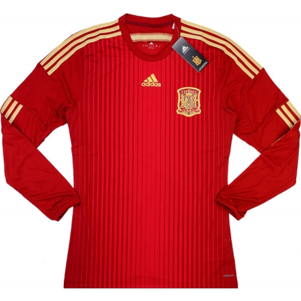 2014-15 Spain Adidas Home Authentic Long Sleeve Football Shirt_0