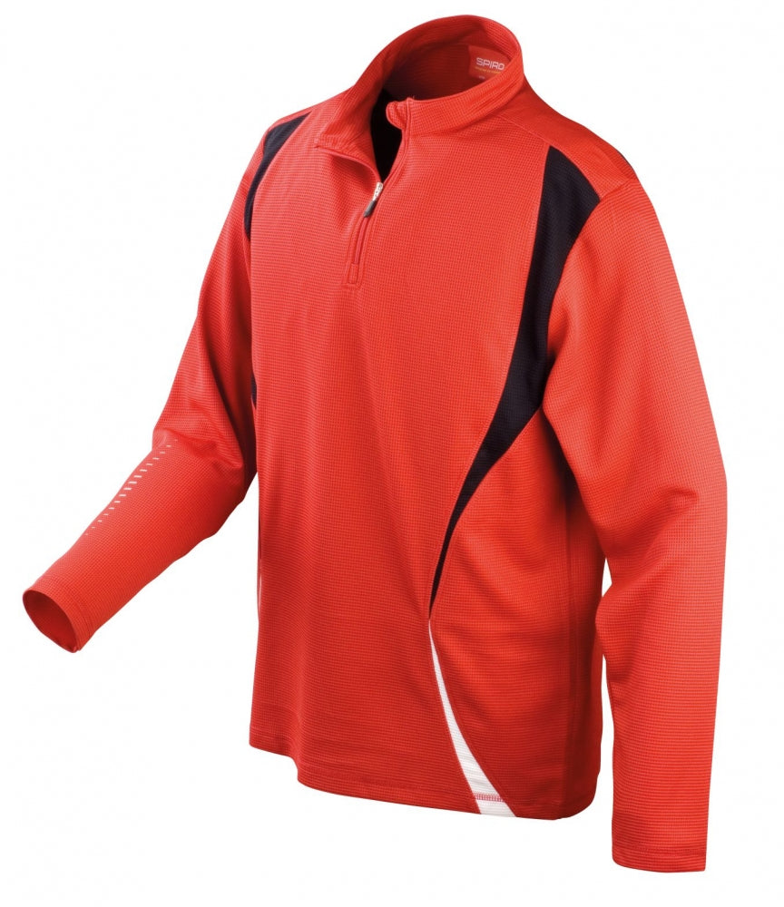 Spiro Cool Dry Quarter Zip Long Sleeve Training Top (Red)_0